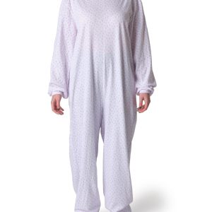 Pigiama sanitario estivo donna con cerniera posteriore - Fiore monocolore rosa