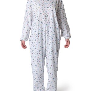 Pigiama sanitario estivo donna con cerniera posteriore - Fiore multicolore