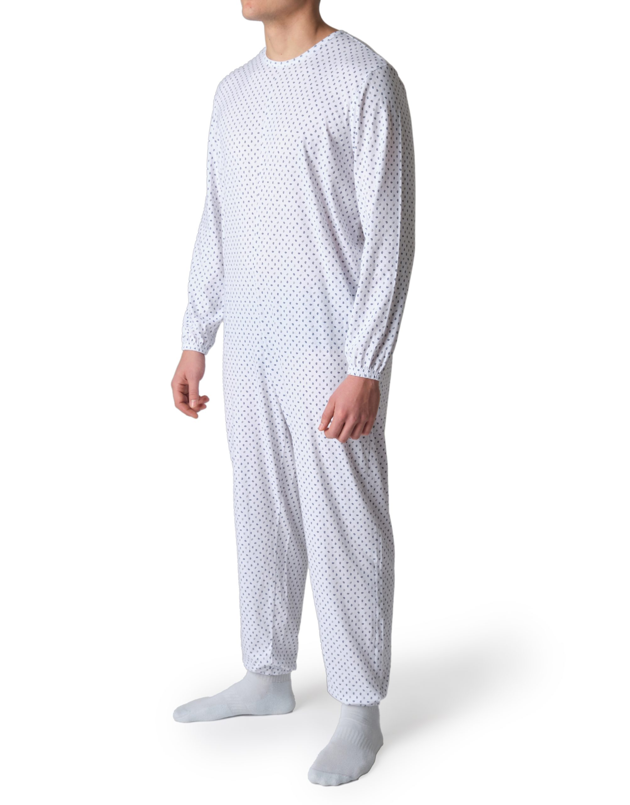 Pigiama sanitario estivo uomo con cerniera posteriore - Paisley blu e grigio - immagine 2