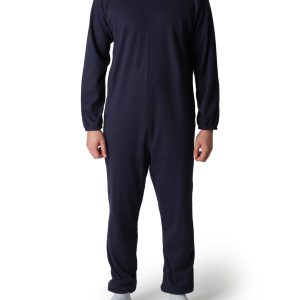 Pigiama sanitario invernale felpato uomo con cerniera posteriore - Rombi blu navy