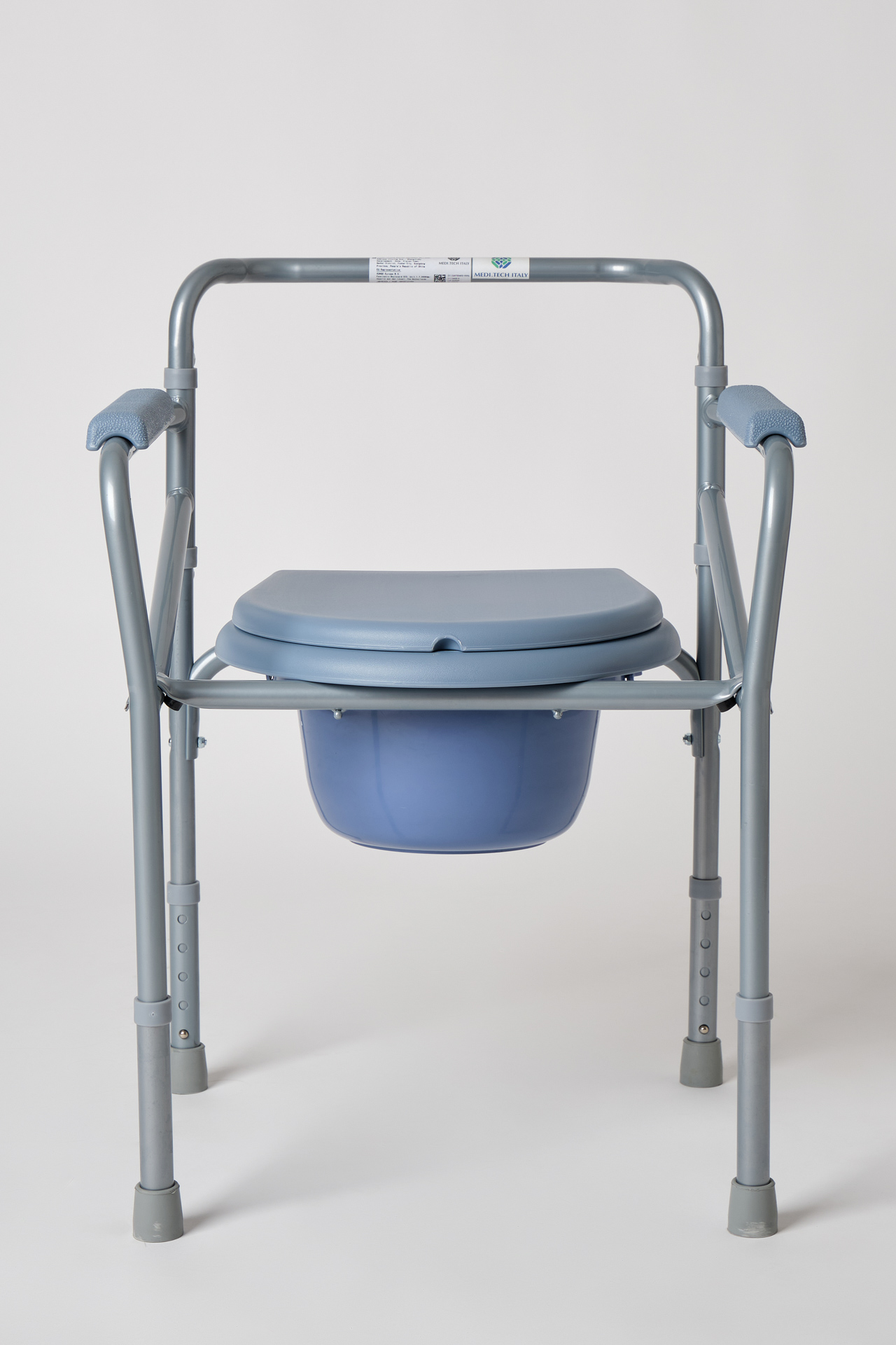 Sedia WC disabili e anziani regolabile in altezza – 2 in 1: rialzo WC e sedia WC con secchio - immagine 4